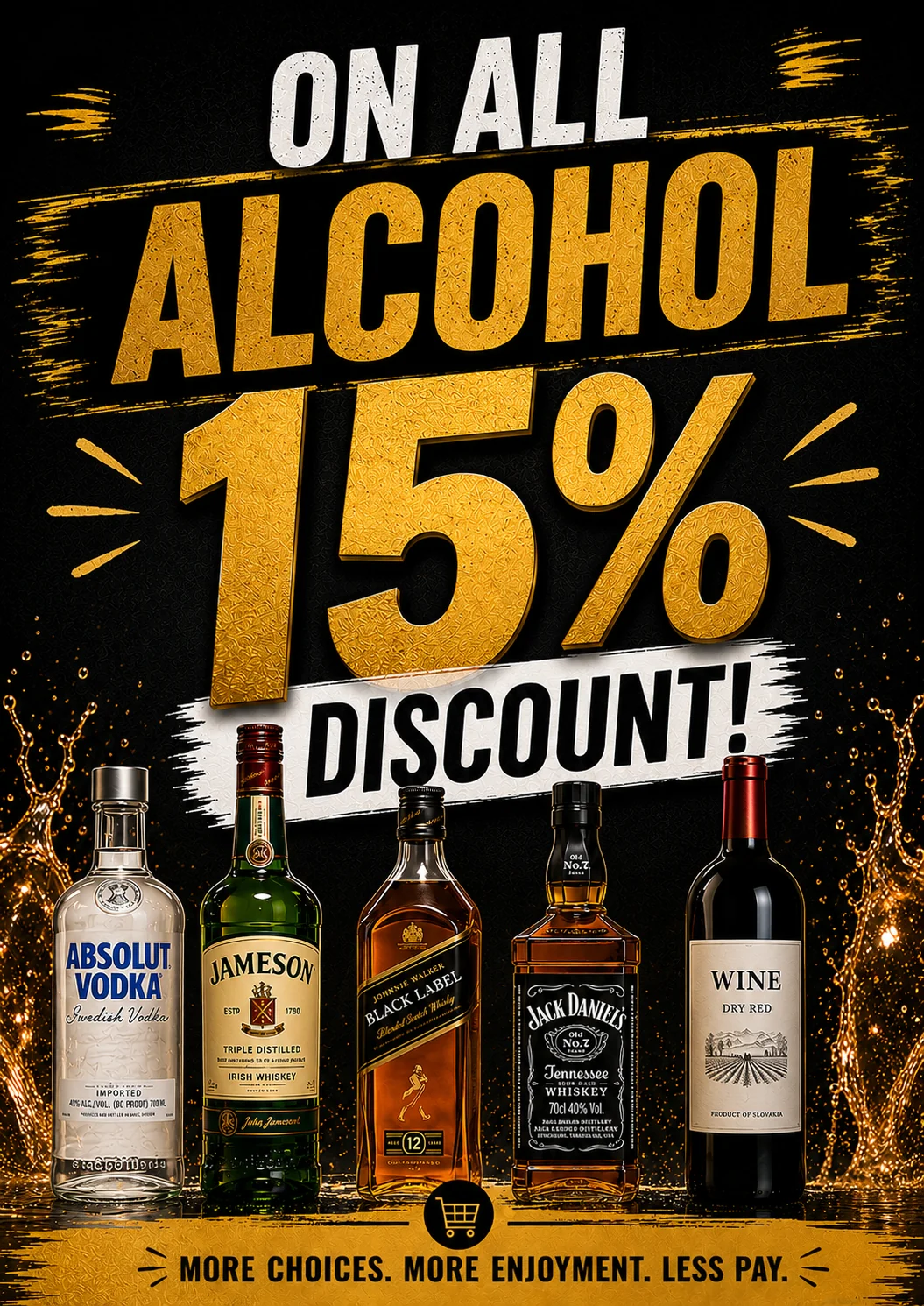 15 percent discount on all alcohol