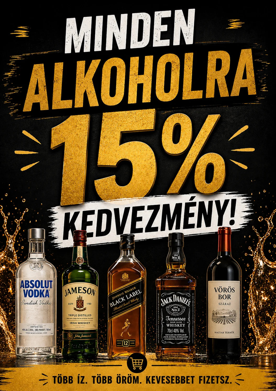 15% kedvezmény minden alkoholra